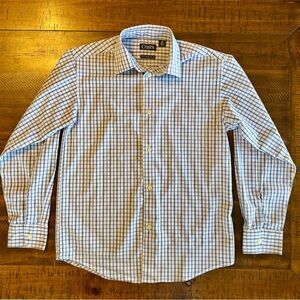 Chaps Youth Medium Blue and White Checkered Button Down